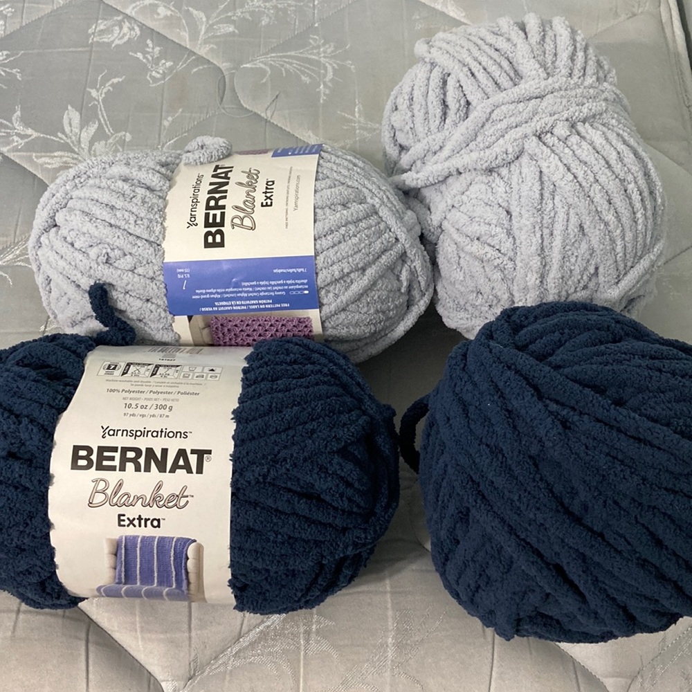 Bernat Blanket Extra - dark blue and light blue. New!